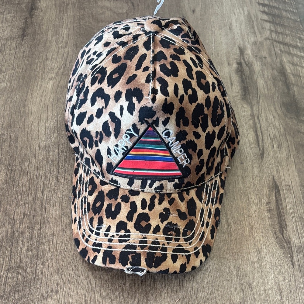 Sunshine & Rodeos Camper Leopard Print Cap with Striped Patch